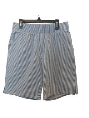 Denim & Co Womens XS Shorts Blue & White Elastic Waist Pockets Casual  #I-1